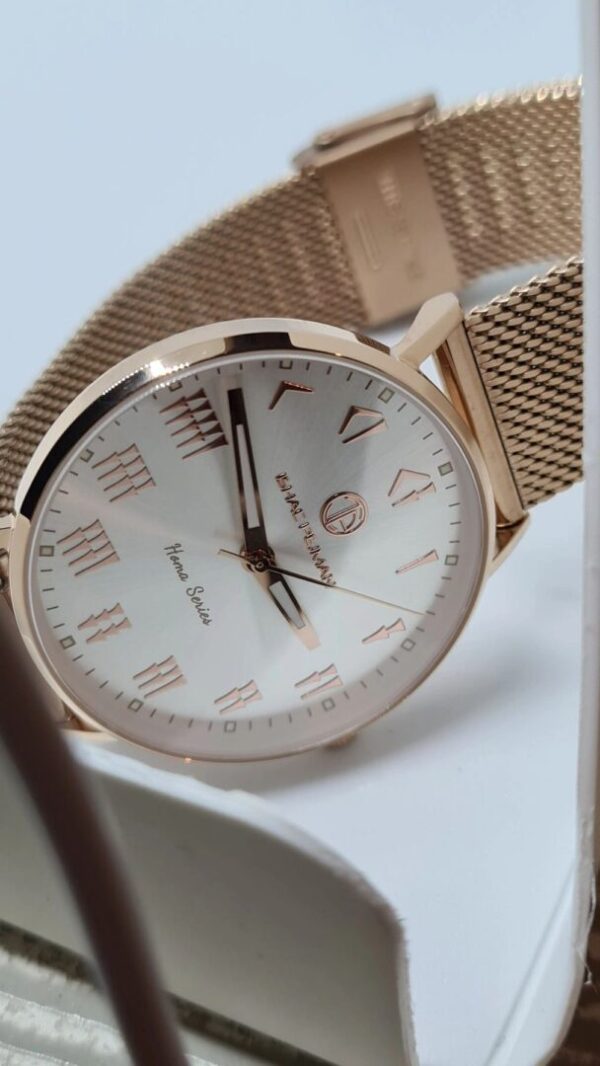 A watch with roman numerals on it's face.