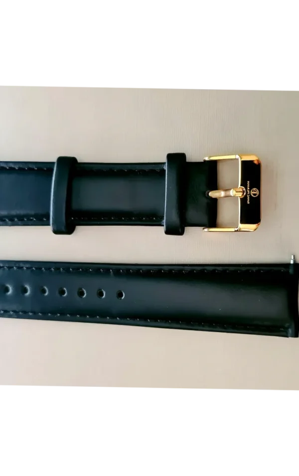 A watch strap is shown with the buckle removed.