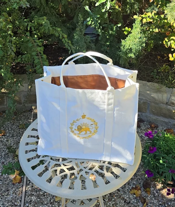 Large 100% Natural Organic cotton Canvas Totes, hand bag , 3 options ,PAHLAVI, SHIRO KHORSHID, SHAHBANOU - Image 3